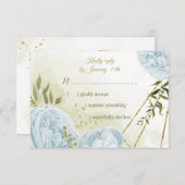  blauwe bloemen groene bladeren botanische RSVP kaartje (Voorkant / Achterkant)