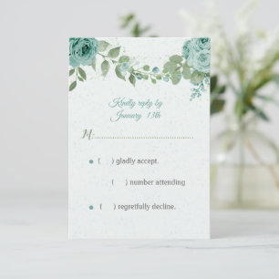 blauwe bloemen groene bladeren botanische RSVP kaartje