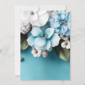 Blauwe bloemen groene bladeren gouden glitter Verj Kaart (Achterkant)