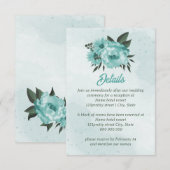 blauwe bloemen groene bruiloft informatiekaartje (Voorkant / Achterkant)