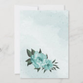 blauwe bloemen groene bruiloft kaart (Achterkant)