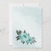blauwe bloemen groene bruiloft kaart (Achterkant)