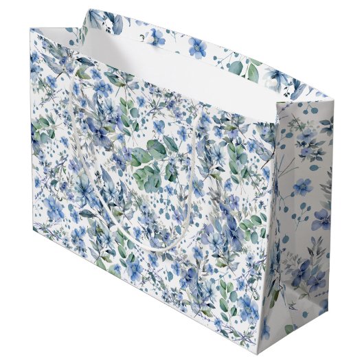 Blauwe Bloemen Groot Cadeauzakje (Achterkant Gekanteld)