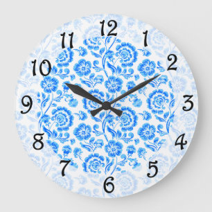 Blauwe bloemen grote klok