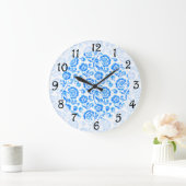 Blauwe bloemen grote klok (Huis)