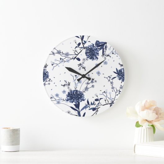 Blauwe bloemen grote klok (Huis)