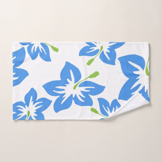 Blauwe bloemen handdoek (Handdoek)