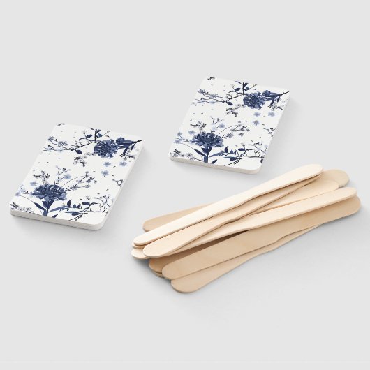 Blauwe bloemen handwaaier (Niet-gemonteerd)