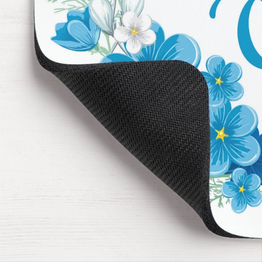 Blauwe bloemen Happy Easter muismat (Hoek)