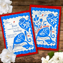 Blauwe Bloemen Hart Papel Picado Mexicaanse bruilo