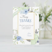 Blauwe bloemen Hartelijk dank Bedankkaart (Staand voorkant)