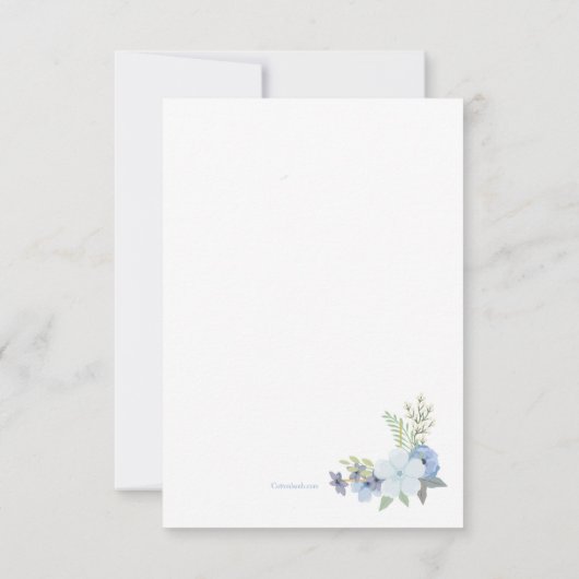 Blauwe bloemen Hartelijk dank Bedankkaart (Achterkant)