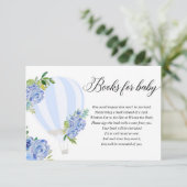 Blauwe bloemen heteluchtballonboek in plaats van k informatiekaartje (Staand voorkant)