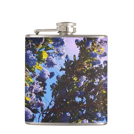 Blauwe bloemen heupfles (Voorkant)