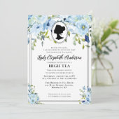  Blauwe Bloemen High Tea Vrijgezellenfeest Kaart (Staand voorkant)
