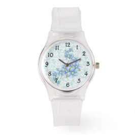 Blauwe Bloemen Horloge