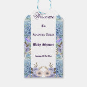 Blauwe Bloemen Hortensia Paarse Sering Baby Shower Cadeaulabel (Voorkant)