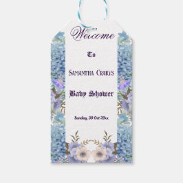 Blauwe Bloemen Hortensia Paarse Sering Baby Shower Cadeaulabel