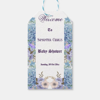 Blauwe Bloemen Hortensia Paarse Sering Baby Shower Cadeaulabel