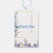 Blauwe Bloemen Hortensia Paarse Sering Baby Shower Cadeaulabel (Achterkant)