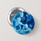 Blauwe bloemen, hortensia ronde button 5,7 cm (Voorkant /achterkant)