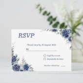 Blauwe Bloemen Huwelijk RSVP Response Kaart (Staand voorkant)