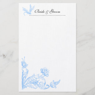 Blauwe bloemen Huwelijk Stationery Briefpapier