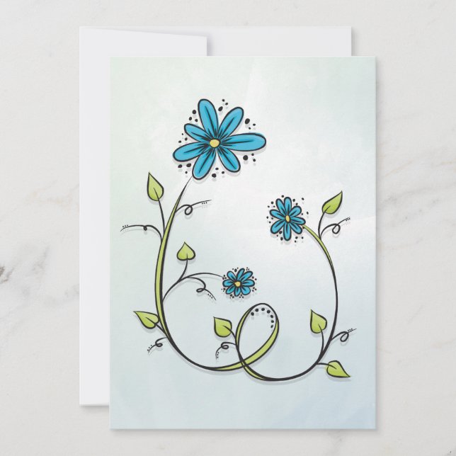 Blauwe bloemen illustratie (Voorkant)