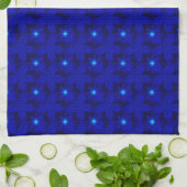 Blauwe bloemen in 3D, Artdeco Theedoek (Gevouwen)