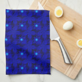 Blauwe bloemen in 3D, Artdeco Theedoek (Quarter Fold)