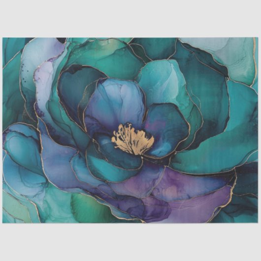 Blauwe Bloemen in Alcohol Ink Serie Design #19 Tissuepapier (Voorkant)