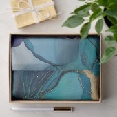 Blauwe Bloemen in Alcohol Ink Serie Design #26 Tissuepapier (Geschenk)