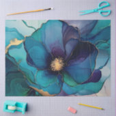 Blauwe Bloemen in Alcohol Ink Serie Design #26 Tissuepapier (Craft)