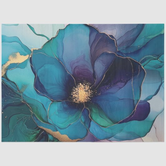 Blauwe Bloemen in Alcohol Ink Serie Design #26 Tissuepapier (Voorkant)
