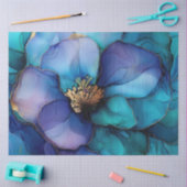 Blauwe Bloemen in Alcohol Ink Serie Design #35 Tissuepapier (Craft)