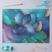 Blauwe Bloemen in Alcohol Ink Serie Design #36 Tissuepapier (Craft)