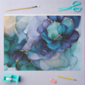 Blauwe Bloemen in Alcohol Ink Serie Design #9 Tissuepapier (Craft)
