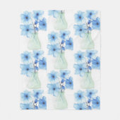Blauwe bloemen in een vaas Notitiekaarten Fleece Deken (Voorkant)