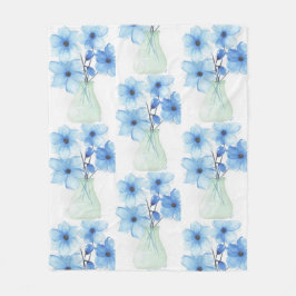 Blauwe bloemen in een vaas Notitiekaarten Fleece Deken