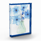 Blauwe bloemen in een vaas Notitiekaarten Fotoblokken (Links)