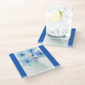 Blauwe bloemen in een vaas Notitiekaarten Glazen Onderzetter (Schuin)