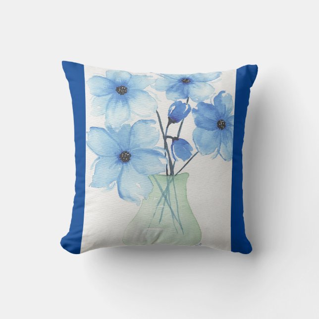 Blauwe bloemen in een vaas Notitiekaarten Kussen (Voorkant)