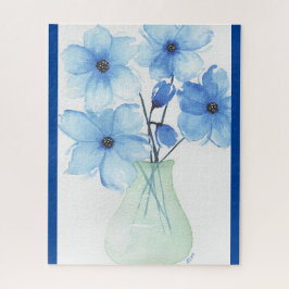 Blauwe bloemen in een vaas Notitiekaarten Legpuzzel