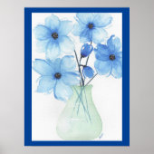 Blauwe bloemen in een vaas Notitiekaarten Poster (Voorkant)