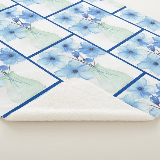 Blauwe bloemen in een vaas Notitiekaarten Sherpa Deken (3/4)