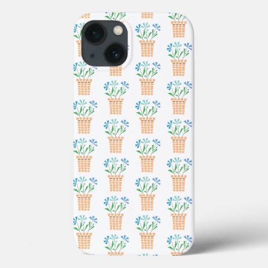 Blauwe bloemen in geweven potten Case-Mate iPhone case (Achterkant)