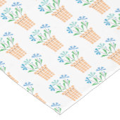 Blauwe bloemen in geweven potten korte tafelloper (Hoek)