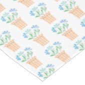 Blauwe bloemen in geweven potten tafelkleed (Gekanteld)