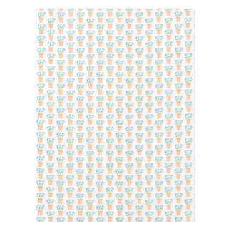 Blauwe bloemen in geweven potten tafelkleed