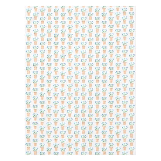 Blauwe bloemen in geweven potten tafelkleed (Voorkant)